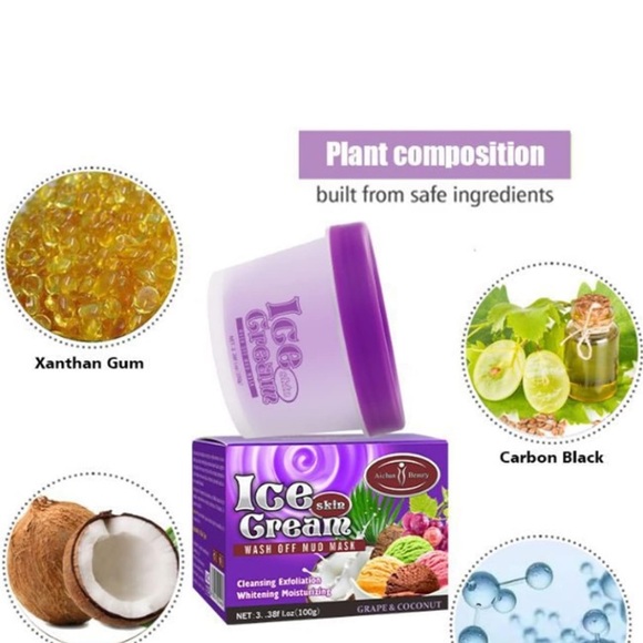 2X AICHUN BEAUTY Ice Cream Facial Wash Off Mud Mask, New in box, expires 2027 - Picture 4 of 13